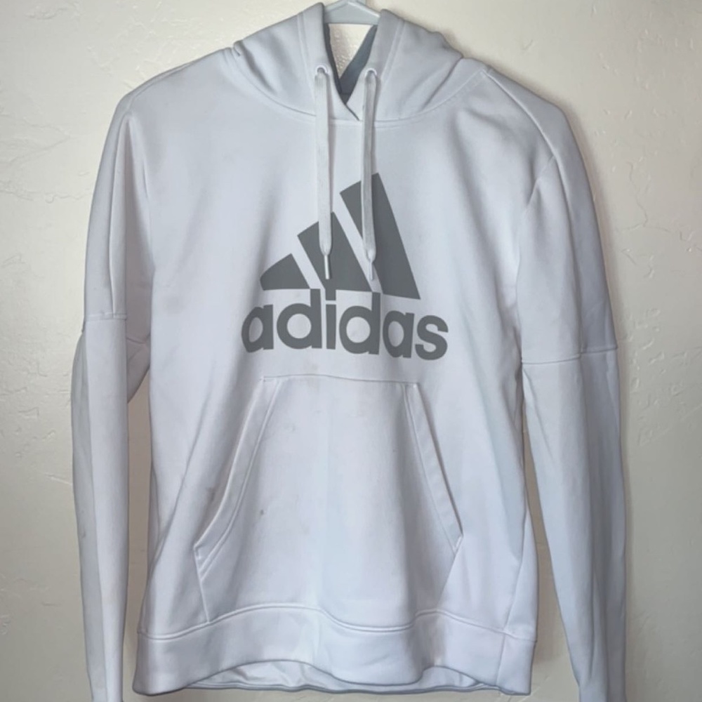 White Adidas Hooded Sweatshirt
